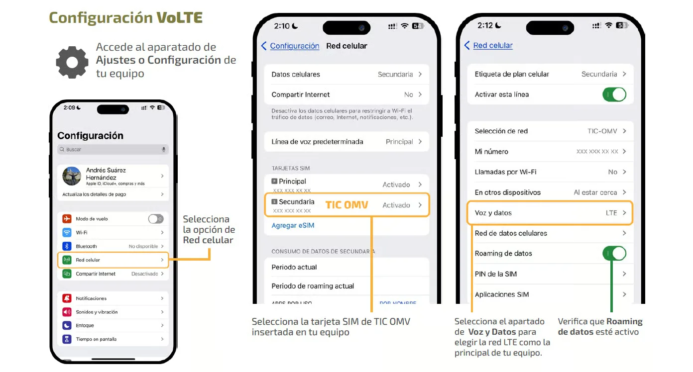 Configuración VoLTE en iOS, paso 1